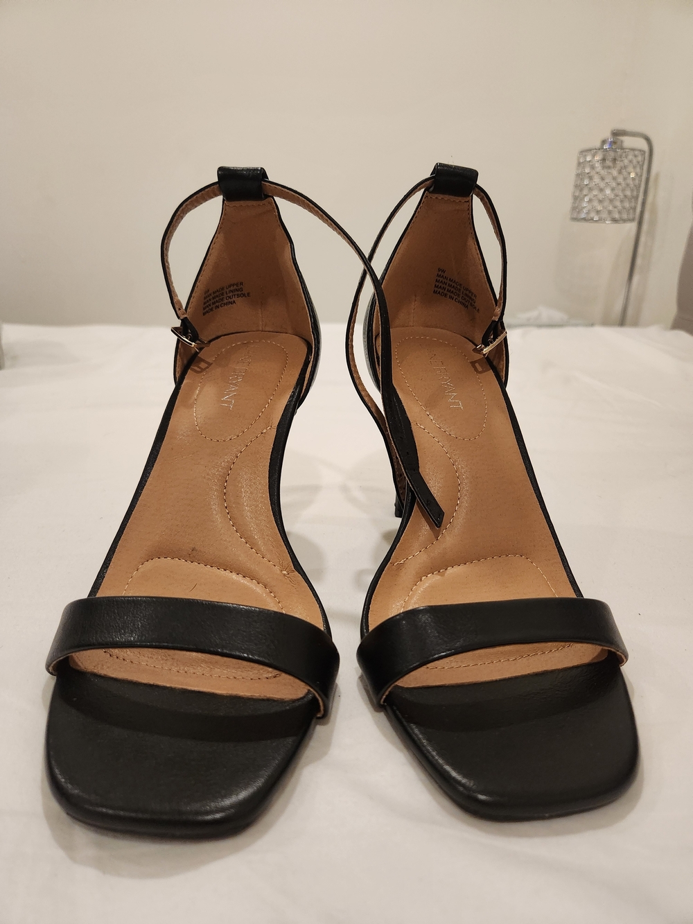 Lane Bryant Black Ankle-Strap Sandals - Women Wide Width Size 9W